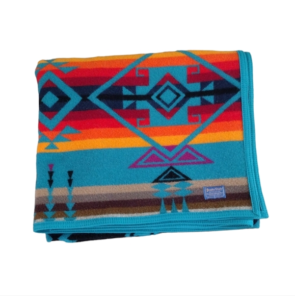 Pendleton Other - Pendleton Vintage Aztec Print Teal Beaver State Wool Blanket